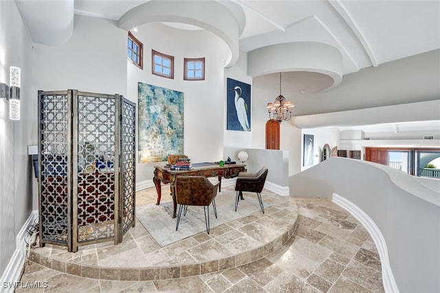 interior space featuring an inviting chandelier