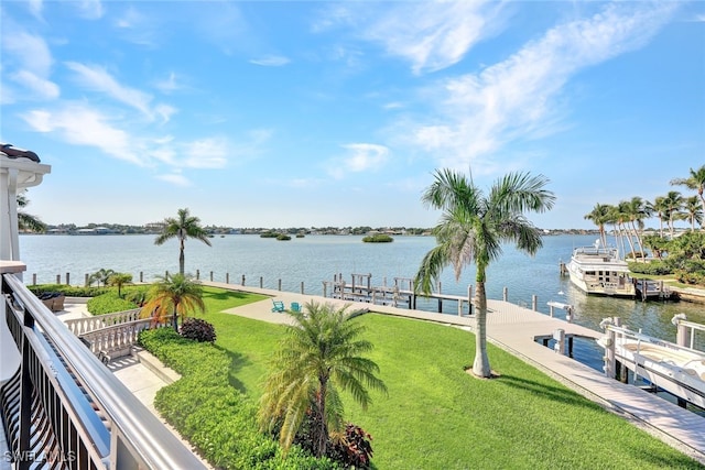 property view of water featuring a dock