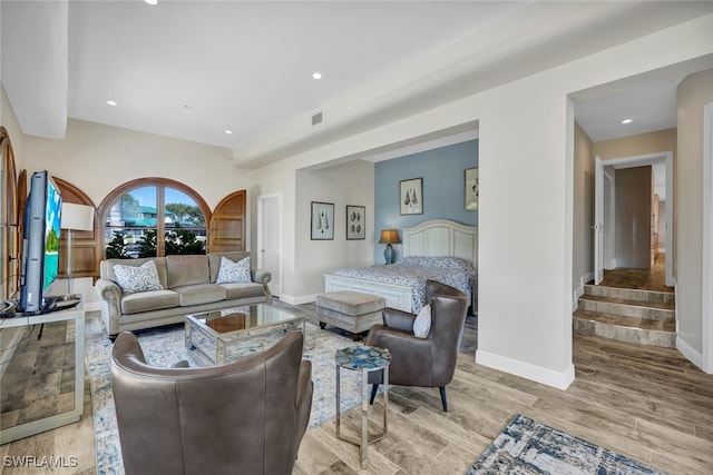 living room with light wood-type flooring