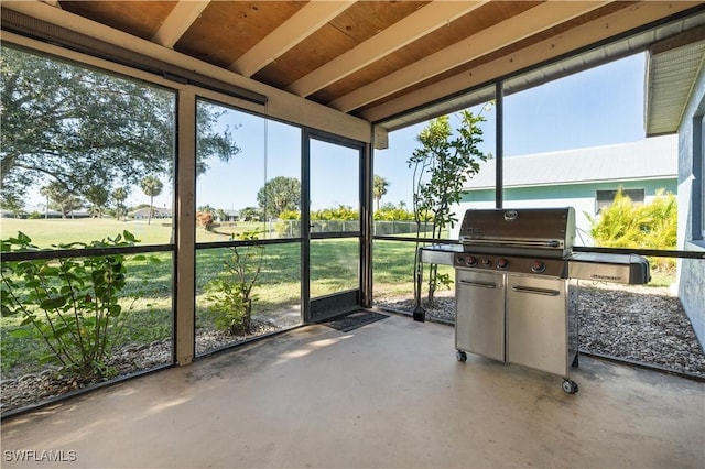 view of unfurnished sunroom