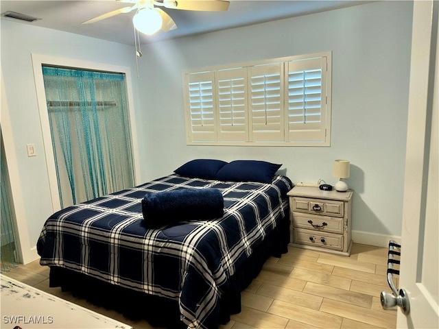 bedroom featuring ceiling fan