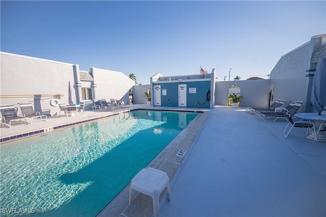 view of swimming pool with a patio area