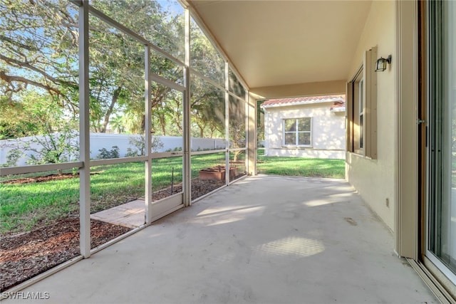 view of unfurnished sunroom