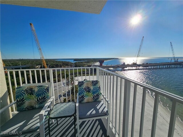 balcony with a water view