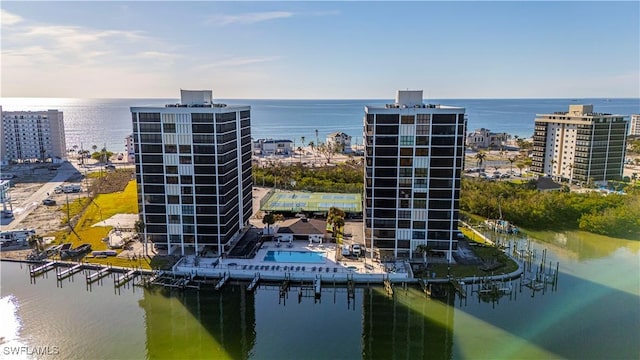 exterior space featuring a water view