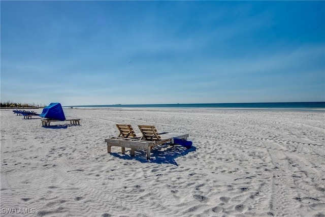 property view of water featuring a view of the beach