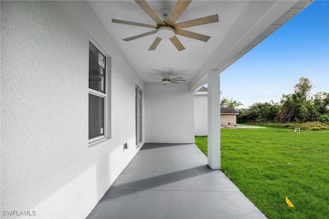 view of patio / terrace with ceiling fan