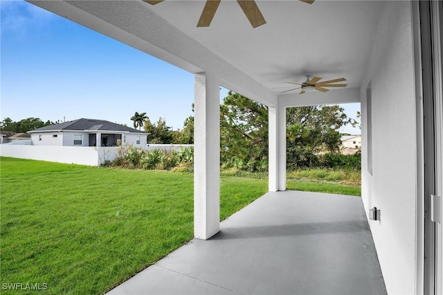 view of patio with ceiling fan