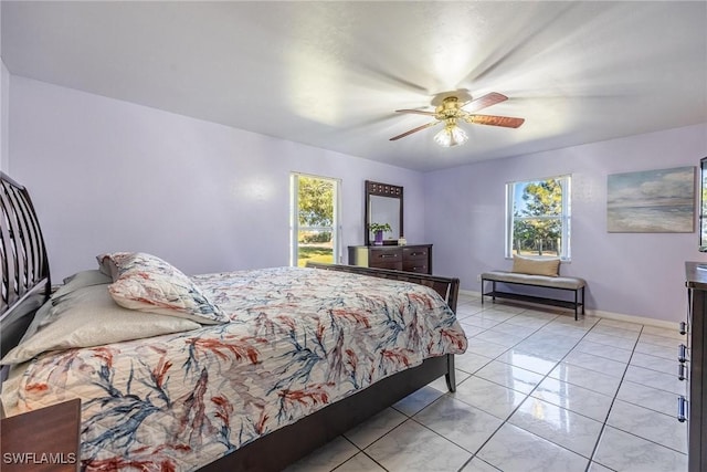 bedroom featuring ceiling fan