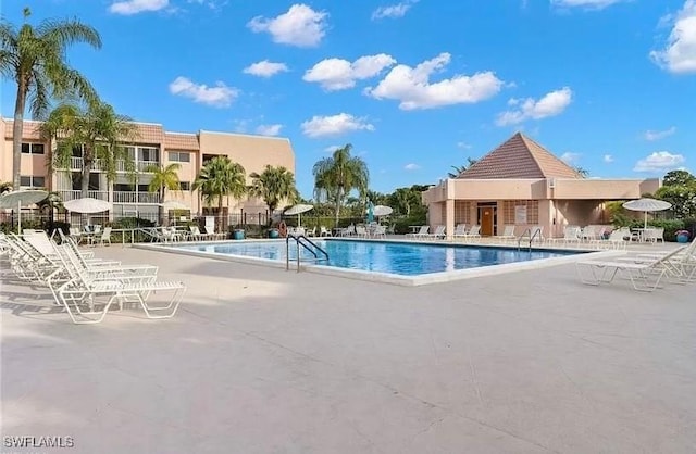 view of pool featuring a patio