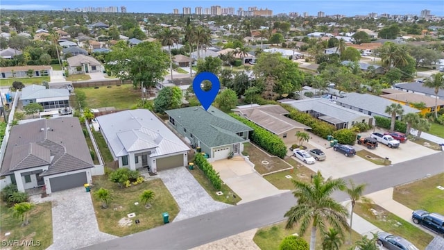 aerial view with a residential view