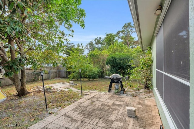 view of patio / terrace featuring grilling area and a fenced backyard