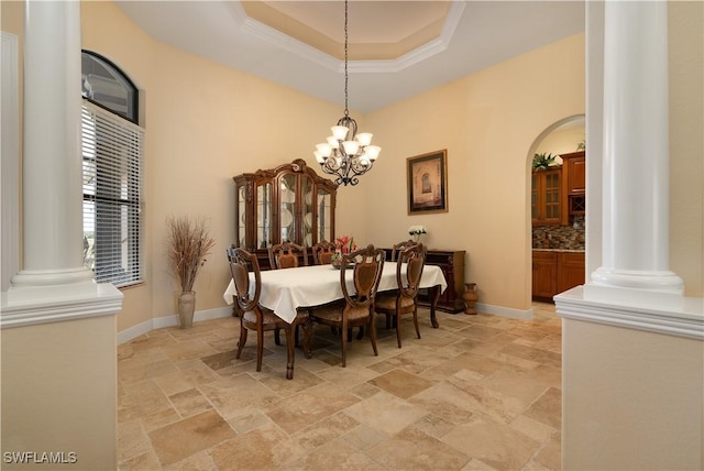 dining area with a chandelier