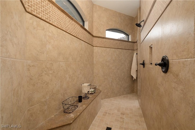 room details with a tile shower