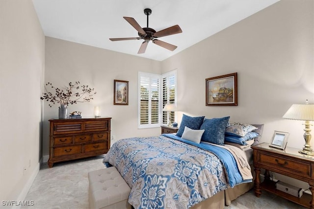 bedroom featuring ceiling fan