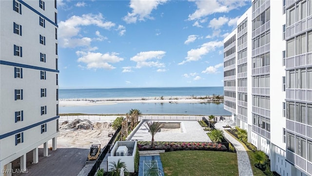 property view of water with a beach view