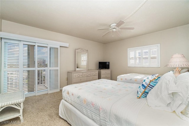 bedroom with carpet floors and ceiling fan