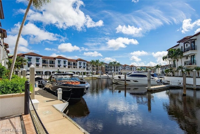 dock area featuring a water view