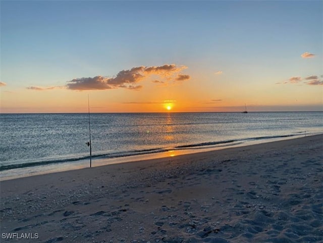 property view of water with a beach view