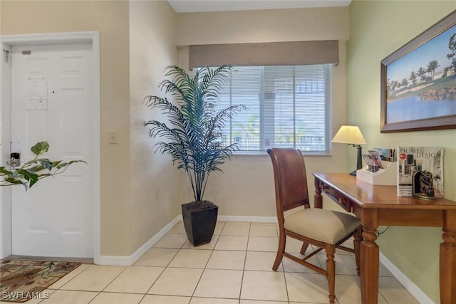 office with light tile patterned flooring