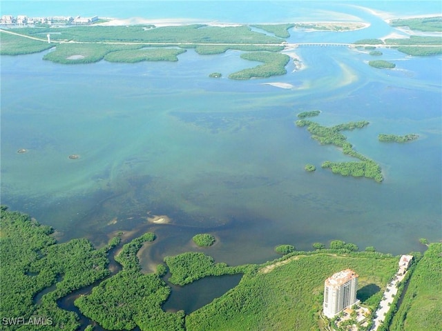 bird's eye view featuring a water view