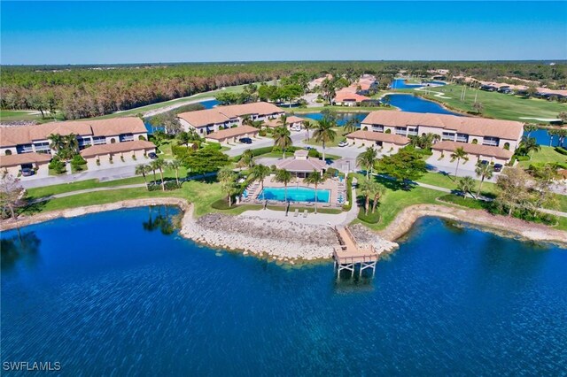 bird's eye view featuring a water view