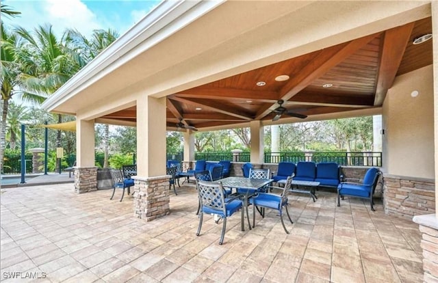 view of patio / terrace with outdoor lounge area and ceiling fan