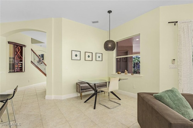 view of tiled dining space