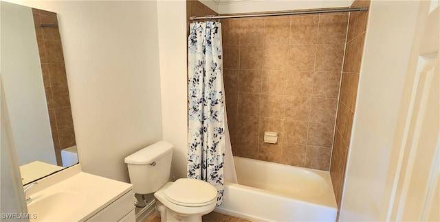 full bathroom featuring vanity, toilet, and shower / bath combo with shower curtain