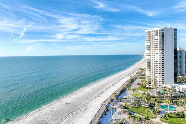 property view of water featuring a view of the beach