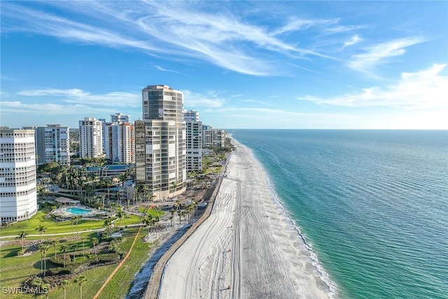 property view of water featuring a view of the beach