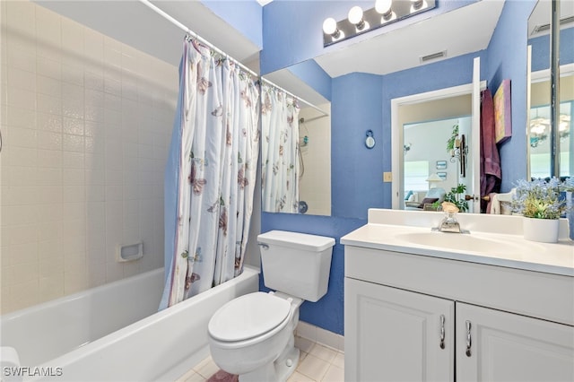 304 Mcgregor Park Cir Unit 304, Fort Myers, FL 33908 - bathroom with shower / tub combo with curtain, vanity, and tile patterned flooring