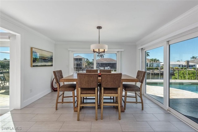 dining room with ornamental molding