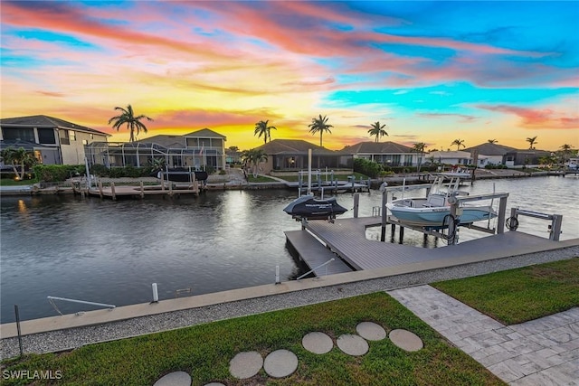 view of dock featuring a water view