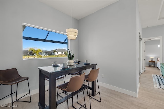 dining area with light hardwood / wood-style flooring