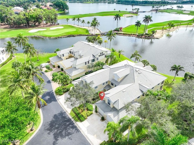 bird's eye view featuring a water view