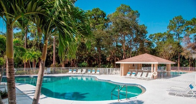 view of swimming pool with a patio