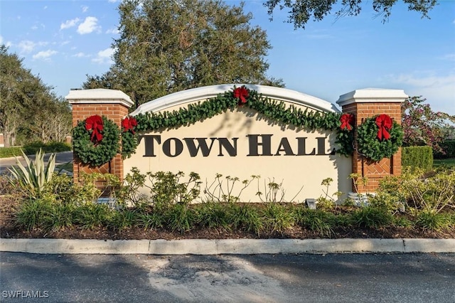 view of community sign