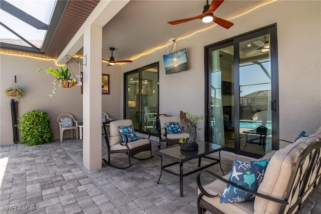 view of patio / terrace with a lanai and an outdoor hangout area