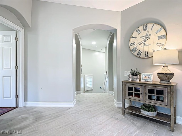 hall featuring light wood-type flooring