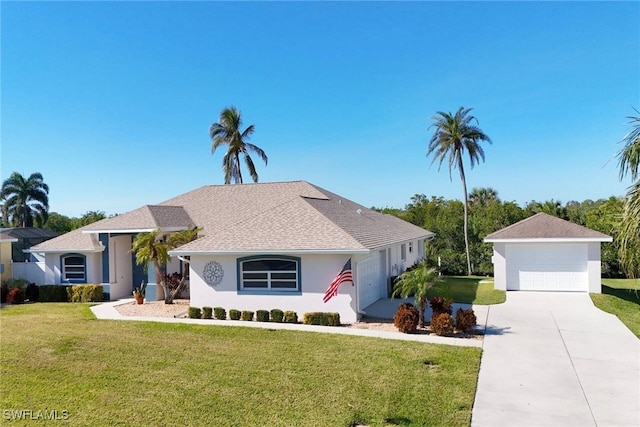 ranch-style home featuring a front yard