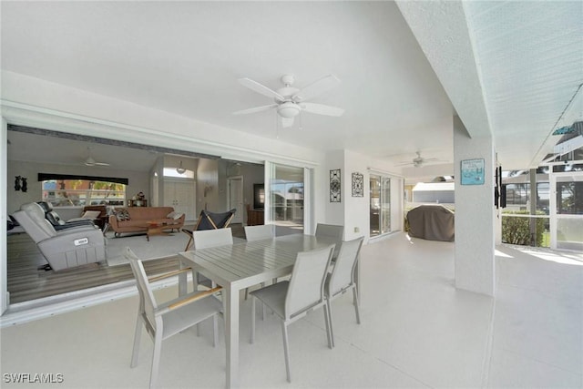 dining area featuring a wealth of natural light and ceiling fan