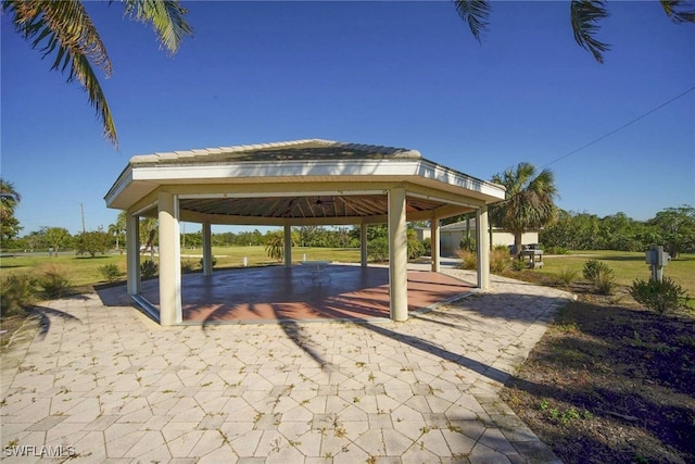 view of patio with a gazebo