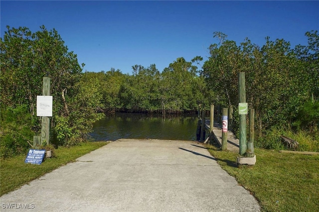 view of dock featuring a water view