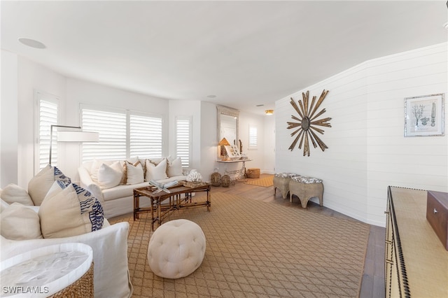 living room with hardwood / wood-style flooring