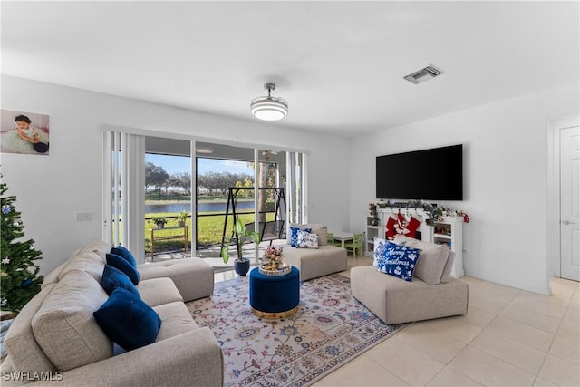 view of tiled living room