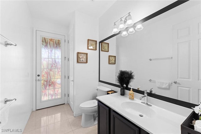 bathroom with tile patterned floors, vanity, and toilet