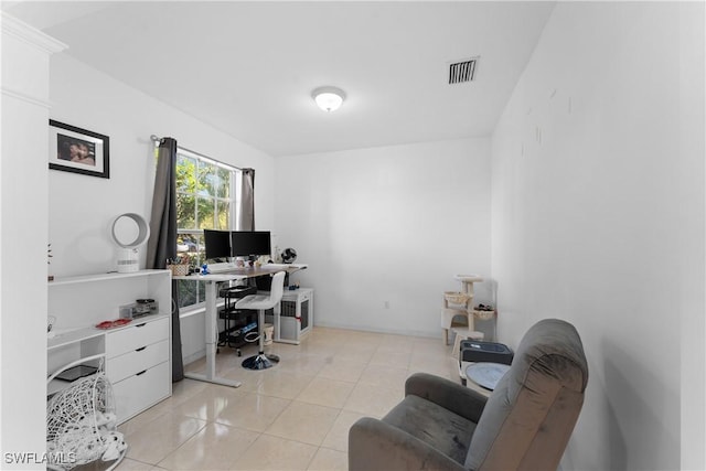 office space featuring light tile patterned floors