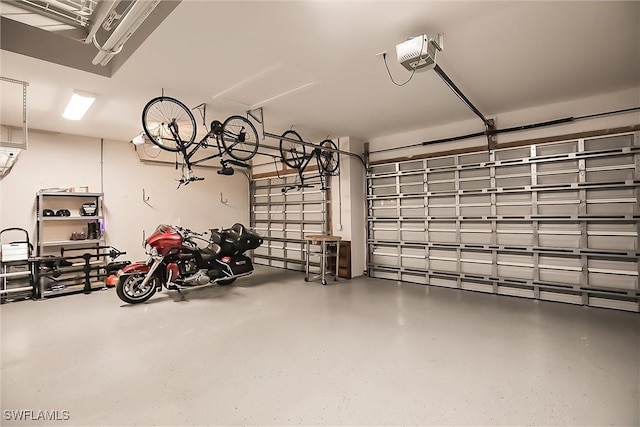 garage with a garage door opener