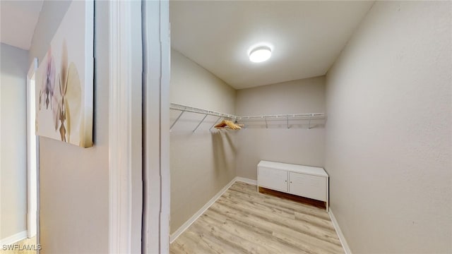 spacious closet featuring light wood-type flooring